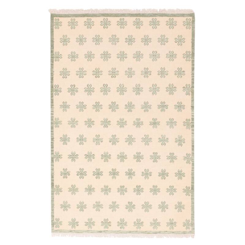 ECARPETGALLERY Hand-knotted Finest Oushak Cream Wool Rug - 4'1 x 6'0