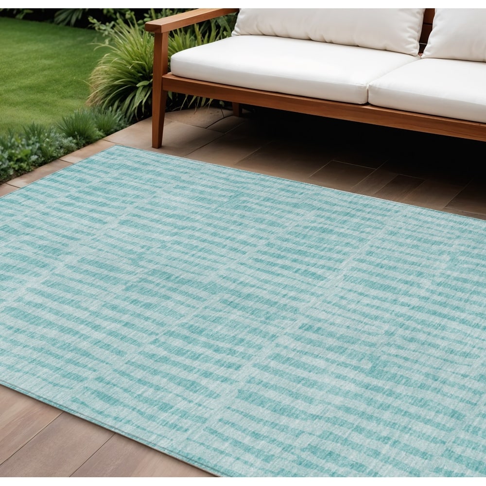 HomeRoots Striped Transitional Rectangle Outdoor Rug