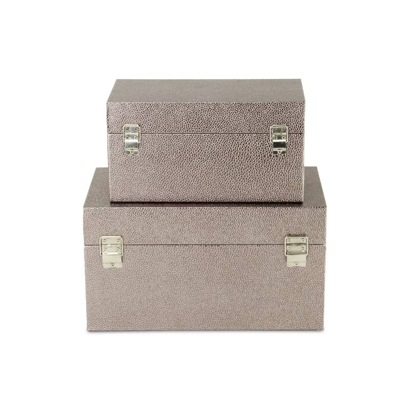 Set of 2 Gray Rectangular Double Happiness Shagreen Boxes 12"