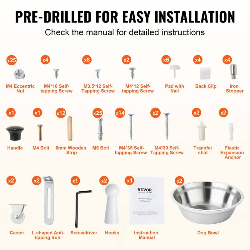 Pet Feeding Station with 2 Stainless Steel Bowls, Elevated Dog Bowls with Storage, Dog Food Storage and Feeder Station
