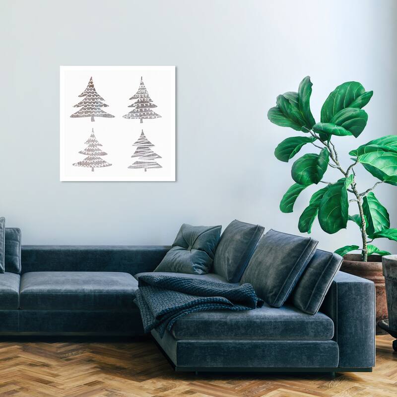 Wynwood Studio Prints Holiday and Seasonal Trees Times Trees White and Light Brown Rustic Wall Art Canvas Print - 30 x 30
