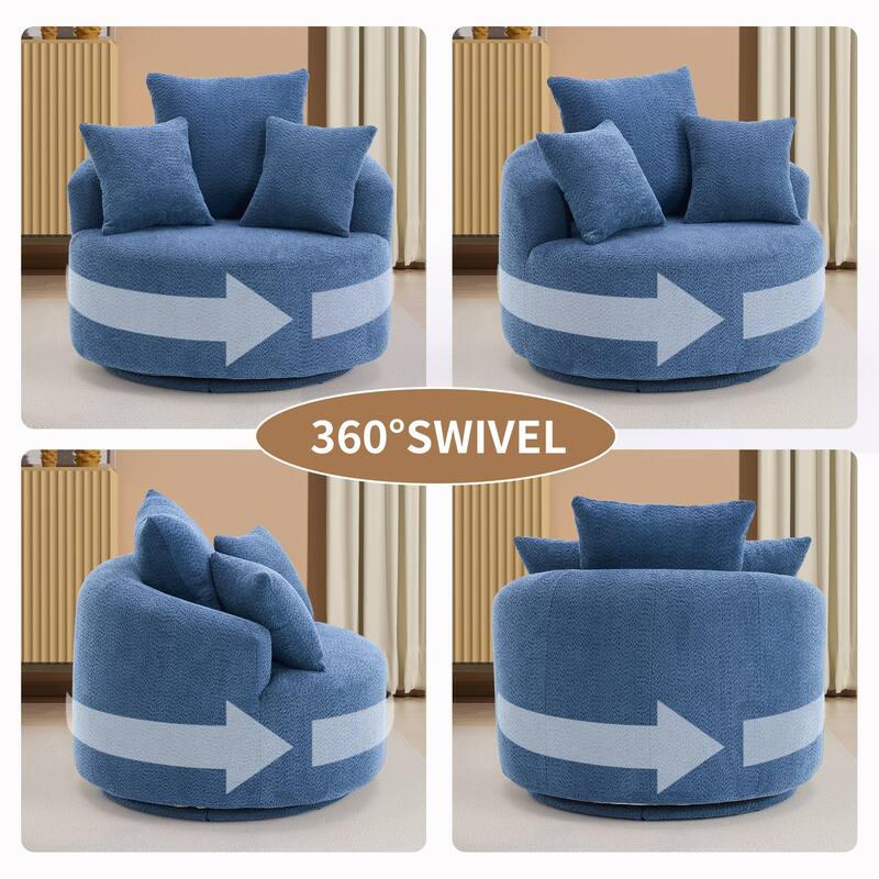 Single Seat Full Sponge Compression Swivel Chair Single Sofa - Blue