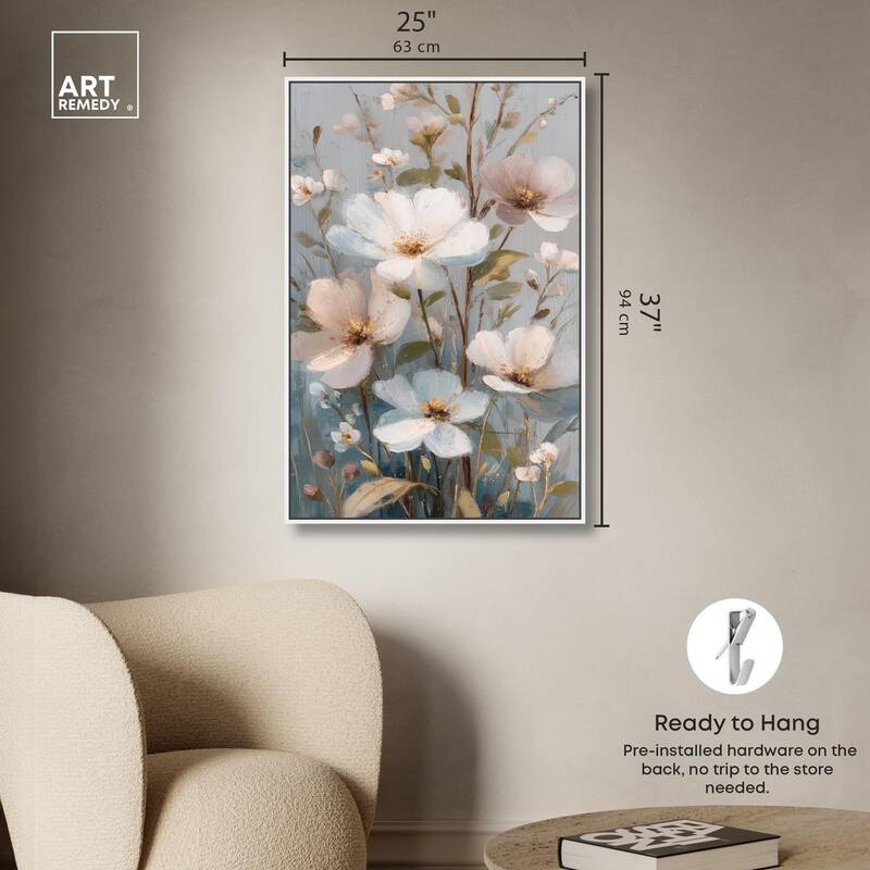 Vintage White Meadow Canvas by Art Remedy
