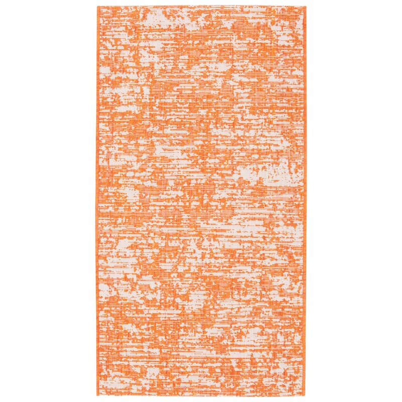 SAFAVIEH Courtyard Simcha Abstract Indoor/ Outdoor Waterproof Patio Backyard Rug - 2' x 3'7" - Orange/Ivory