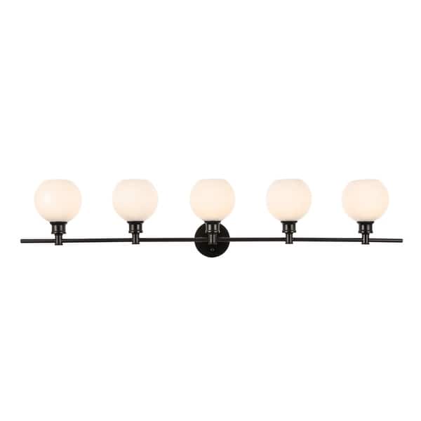 slide 2 of 11, Elegant Lighting Collier 5 Light 47" Wide Bathroom Vanity Light with Black