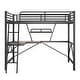 preview thumbnail 9 of 9, Full Size Loft Bed Metal & MDF Frame Guardrail Bed with Built-In Desk and Shelf, No Box Spring Needed