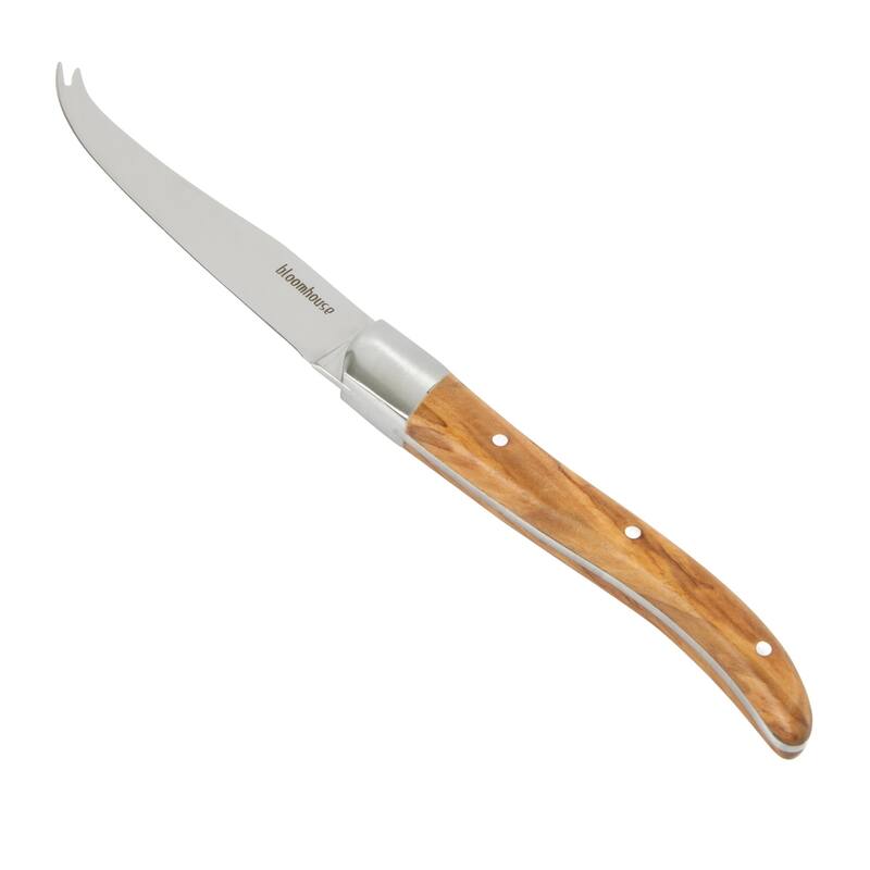 Bloomhouse 2-Piece German Steel Cheese Knife Set with Olive Wood Handles - Cheese Knives for Charcuterie & Entertaining