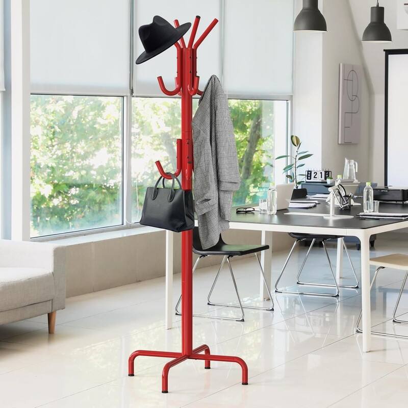 12 Hooks Standing Coat and Hat Hanger Organizer Rack