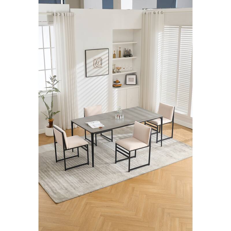 Modern Linen 2 Piece Kitchen Dining Chair Set with Cushion, Backrest, Metal Legs for Dining Room Kitchen Living Room Bedroom