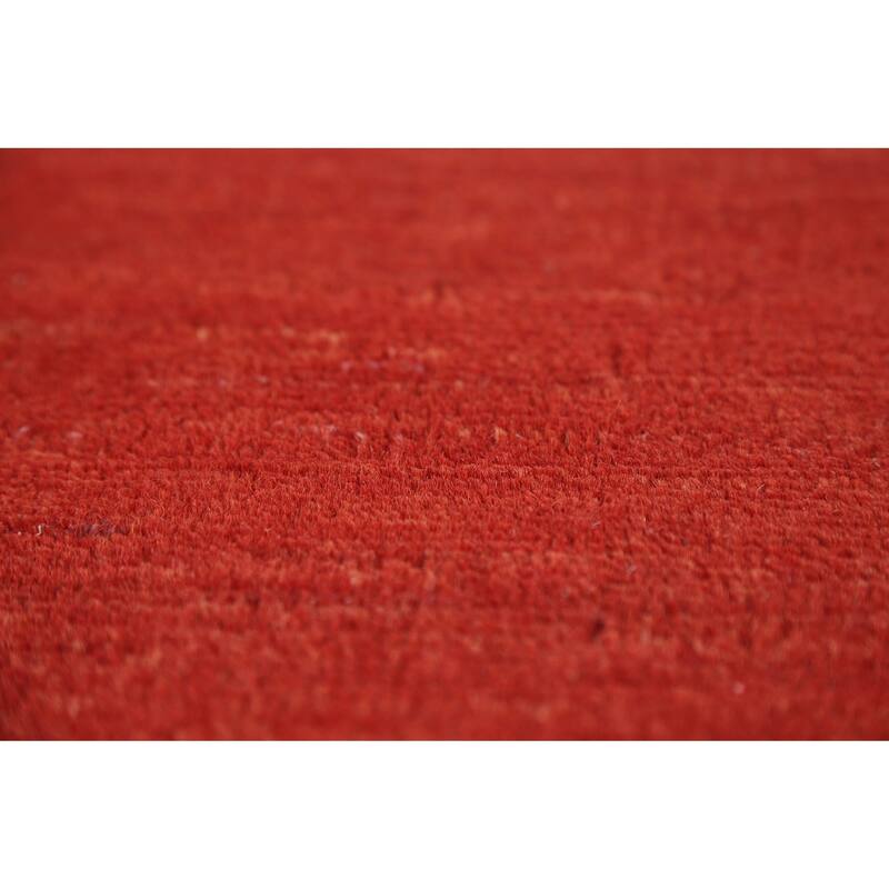 Modern Red Gabbeh Oriental Area Rug Hand-Knotted Wool Carpet - 5'6"x 7'10"