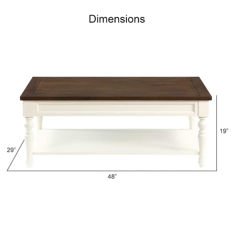 Steve Silver Jillian Ivory and Mocha Wood Coffee Table with Casters