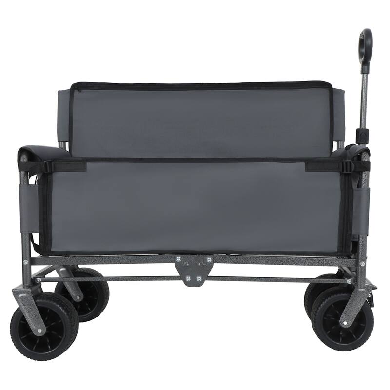 3-in-1 Heavy-Duty Folding Wagon Cart with Bench & All-Terrain Wheels - Grey