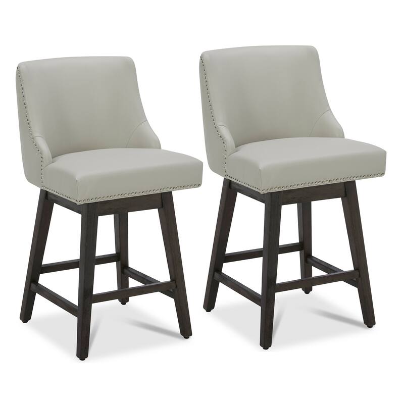Spruce & Spring Oliver Counter Height Swivel Barstool Set - Set of 2 - Light Grey - Bar Height
