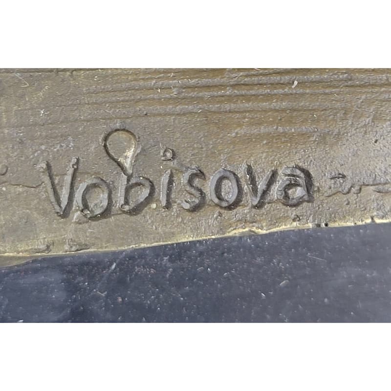 Gorilla Sculpture Statue Figure Bronze Metal Signed Art On Marble Base By Vobisova