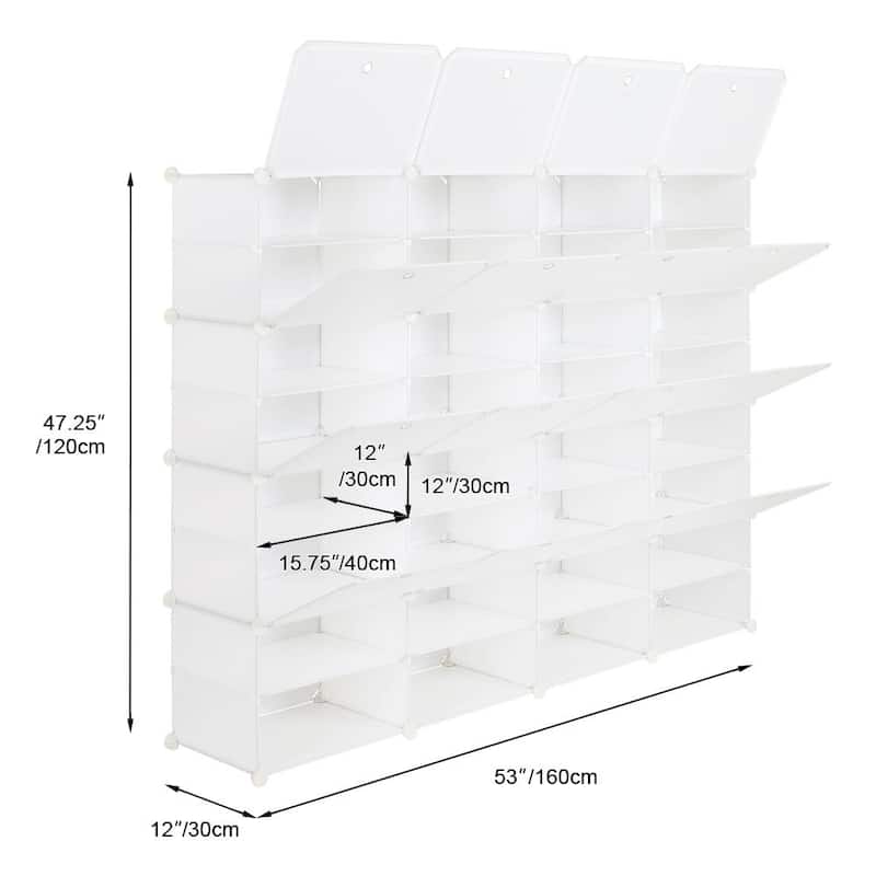 32 Grids 8-Tier Portable Shoe Rack Organizer Shelf Storage Cabinet