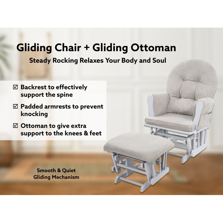 Ultimate Nursery Comfort Glider and Ottoman Set with Reclining Cushion Chair Rocker Chair with Padded Back and Armrests Bed Bath Beyond 40611301