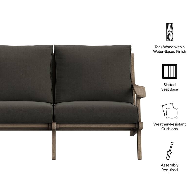 Saratoga Outdoor Patio Teak Wood Loveseat