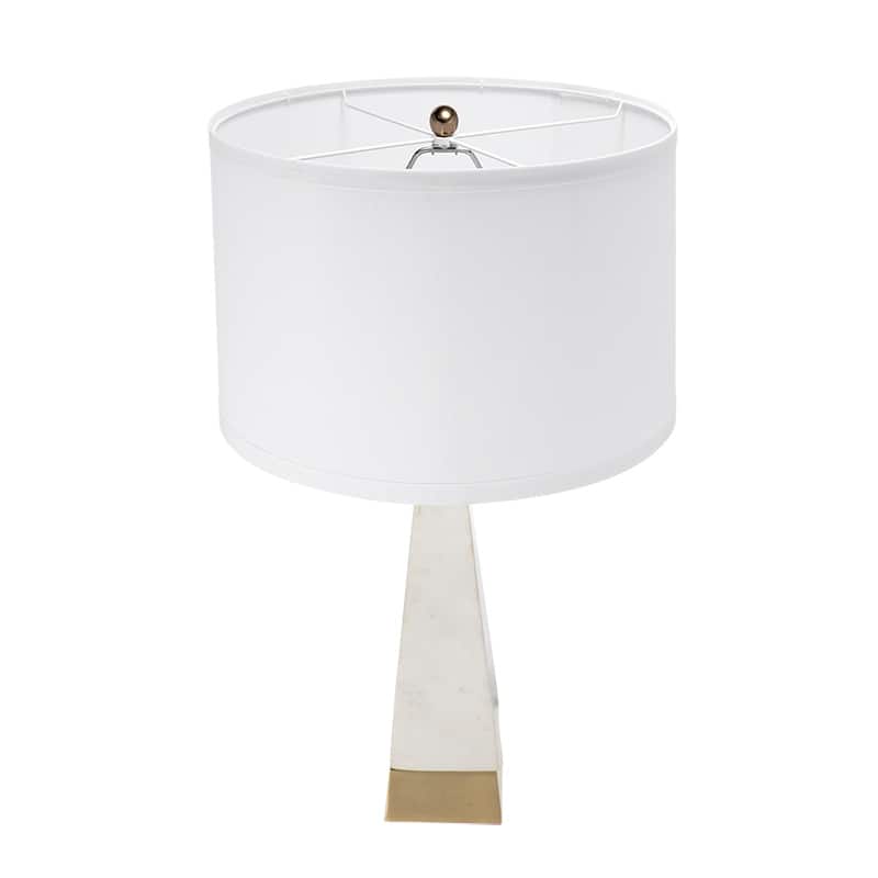 D15x26" White and Gold Thin Pyramid Table Lamp with Drum Shade