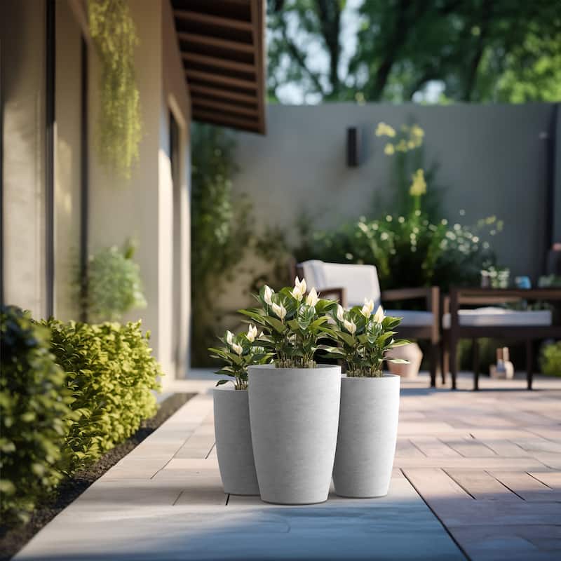 Tall Concrete Round Plant Pots / Large Indoor and Outdoor flower Planters