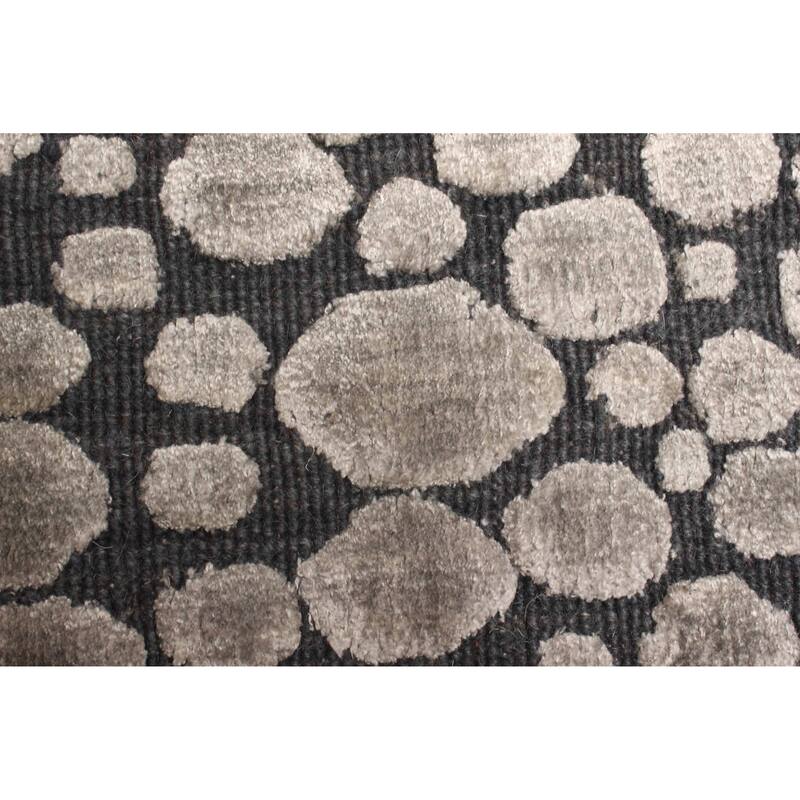 ECARPETGALLERY Hand Loomed Elysian Light Grey Viscose, Wool Rug - 4'11 x 7'0