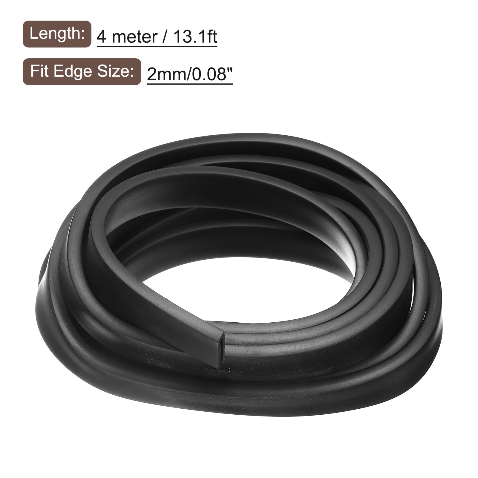 U Channel Edge Trim, Rubber Guard Seal Strip Edge Protector Flat Type - Black