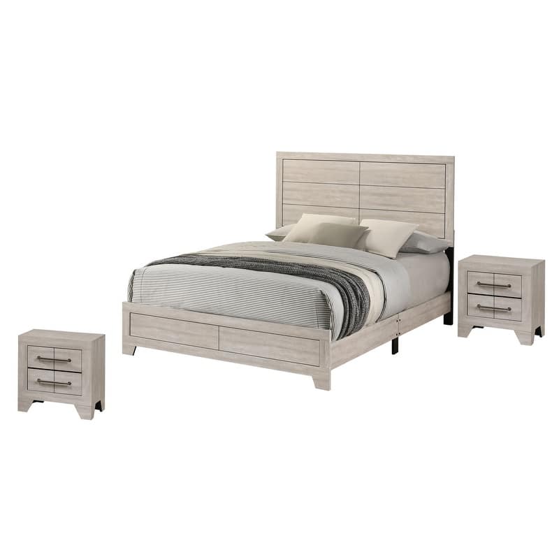 Best Quality Rustic Gray Oak Panel Bedroom Sets