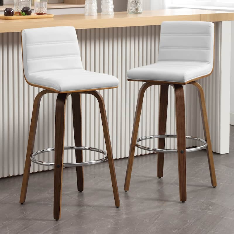 Faux Leather Upholstered Swivel Bar Stools, Counter Stool
