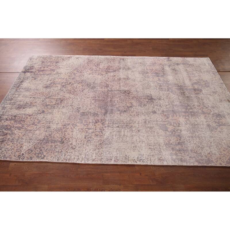 Contemporary Abstract Indian Area Rug Hand-Knotted Wool Carpet - 4'9"x 7'11"