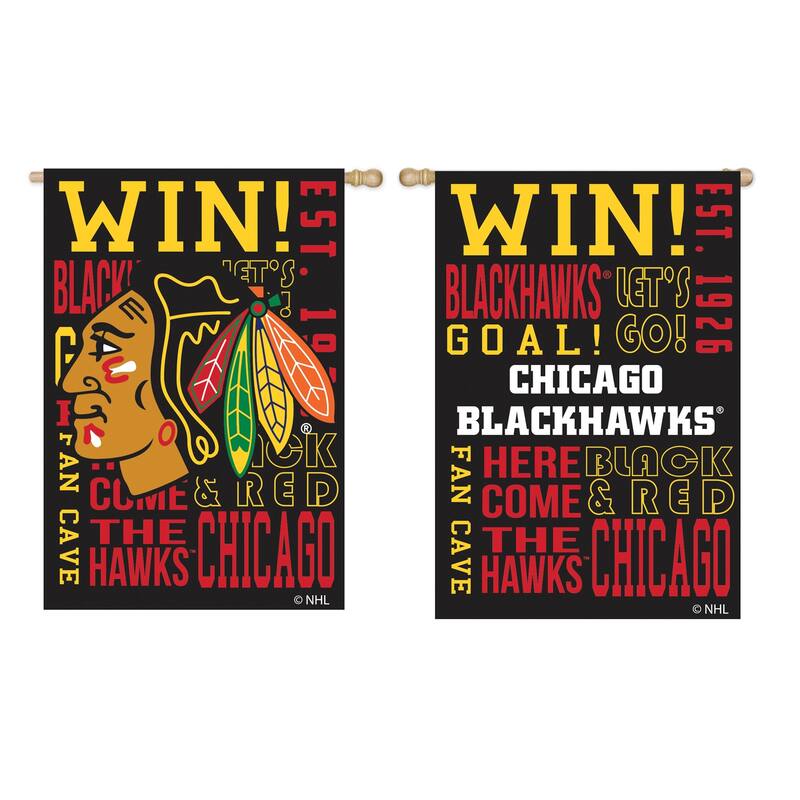 Embossed Suede Flag, House Size, Chicago Blackhawks