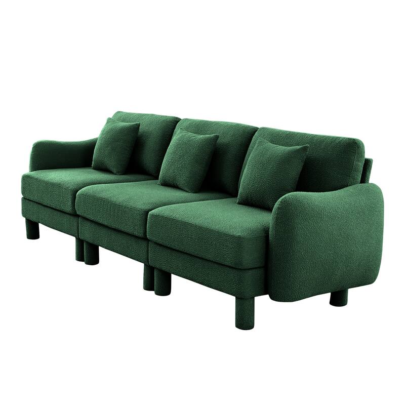 109.4" 3-Seater Modern Upholstered Sofa Couch, Deep-Seat Sectional Sofa with Shell-Shaped Armrests, Leisure Sofa for Living Room
