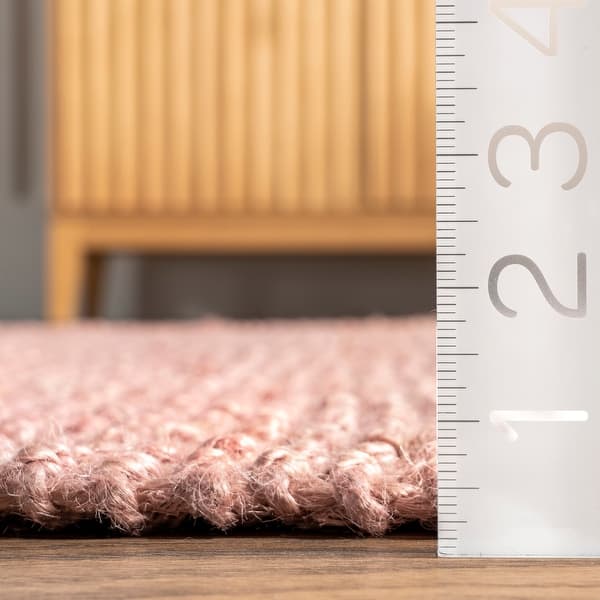 dimension image slide 5 of 6, Nuloom Delilah Solid Chunky Jute Tassel Area Rug