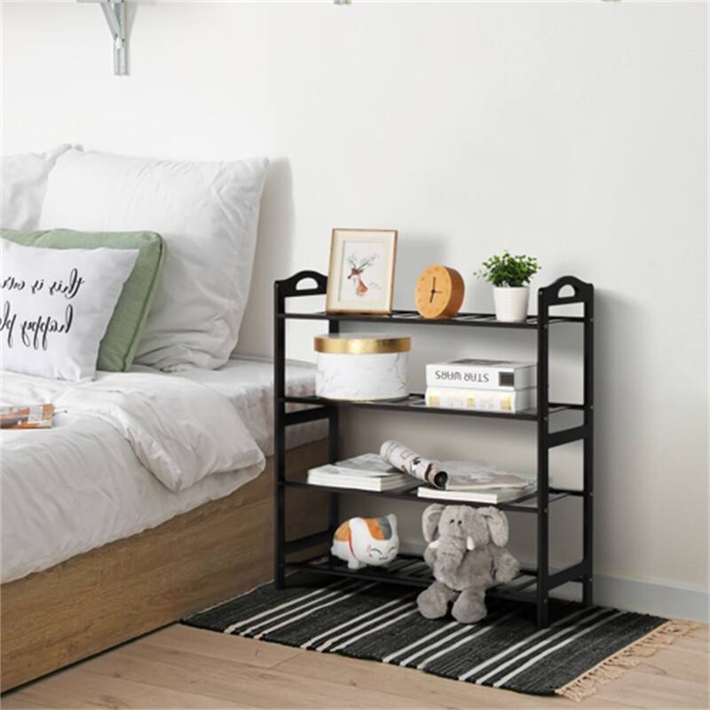 Concise 12-batten Bamboo Shoe Rack - 4-Tier