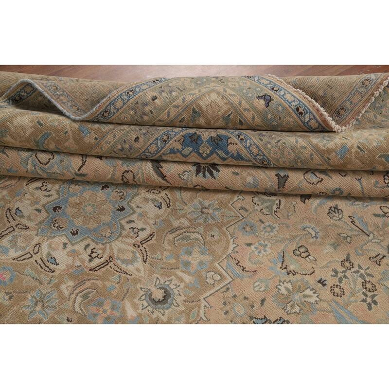 Traditional Mashad Persian Area Rug Hand-Knotted Wool Carpet - 9'7"x 12'3"