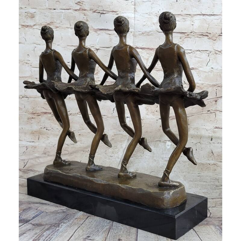 Four Ballerina Ballet Dancers Line Dancing Bronze Sculpture Statue Original Art