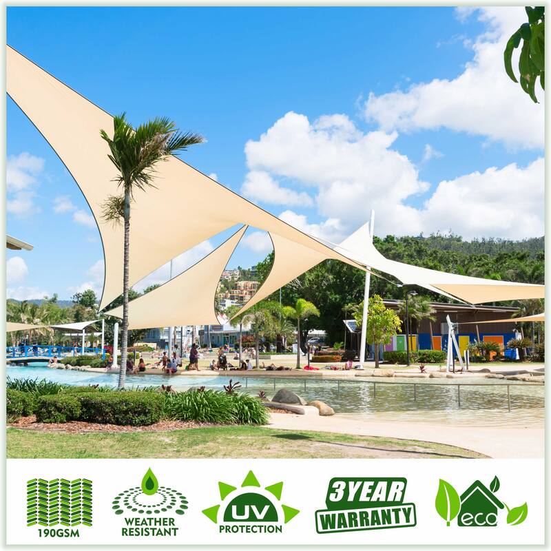 ColourTreeUSA Triangle Sun Shade Sail HDPE Mesh Fabric Screen Canopy UV Block 190 GSM