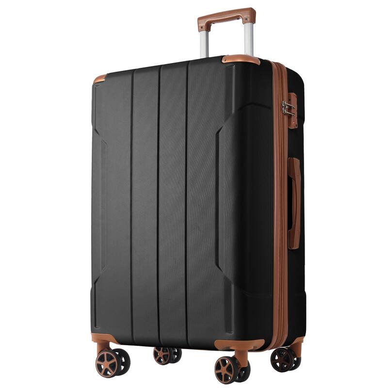 28" ABS Hardshell Lightweight Expandable Luggage with Double Wheels - Black Brown