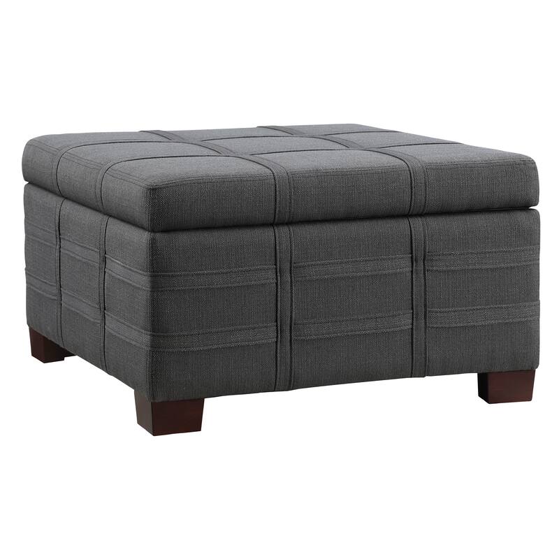 Detour Strap Square Storage Ottoman in Faux Leather