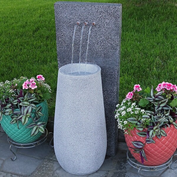 Sunnydaze Three Stream Monterno Outdoor Water Fountain With LED Light - 35-Inch