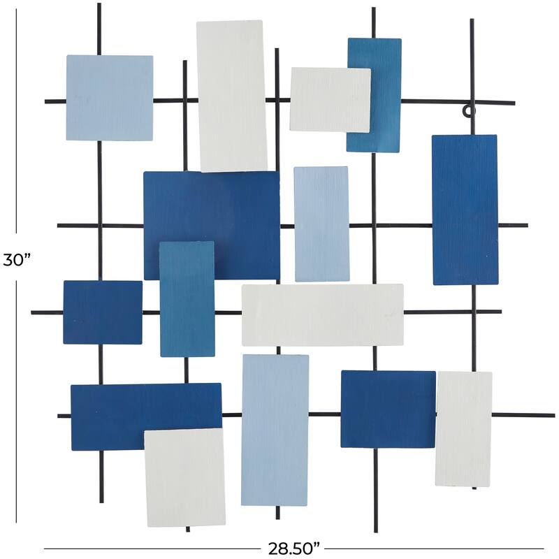 CosmoLiving by Cosmopolitan Blue Metal Overlapping Geometric Wall Decor