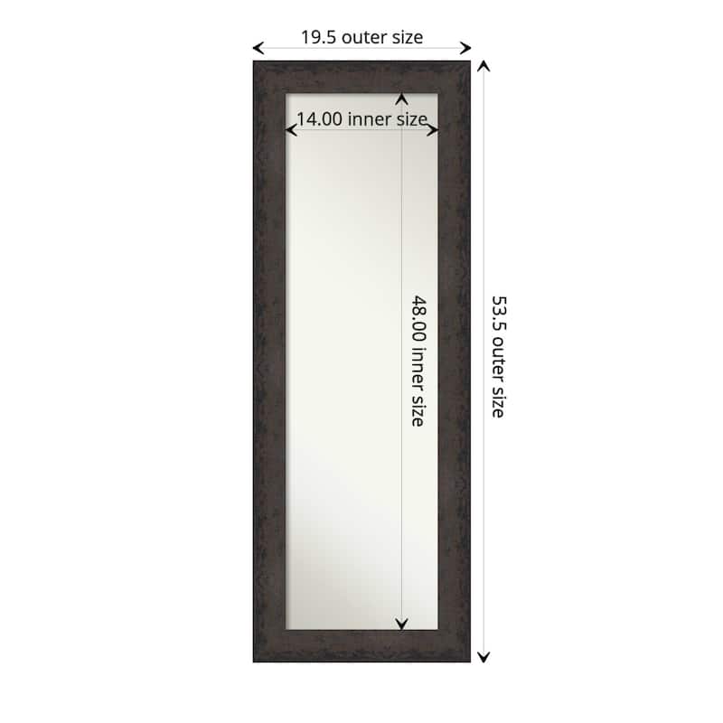 Dappled Non-Beveled Wood Framed Full-Length On the Door Mirror - Glass Size 14x48 - Dappled Black Brown