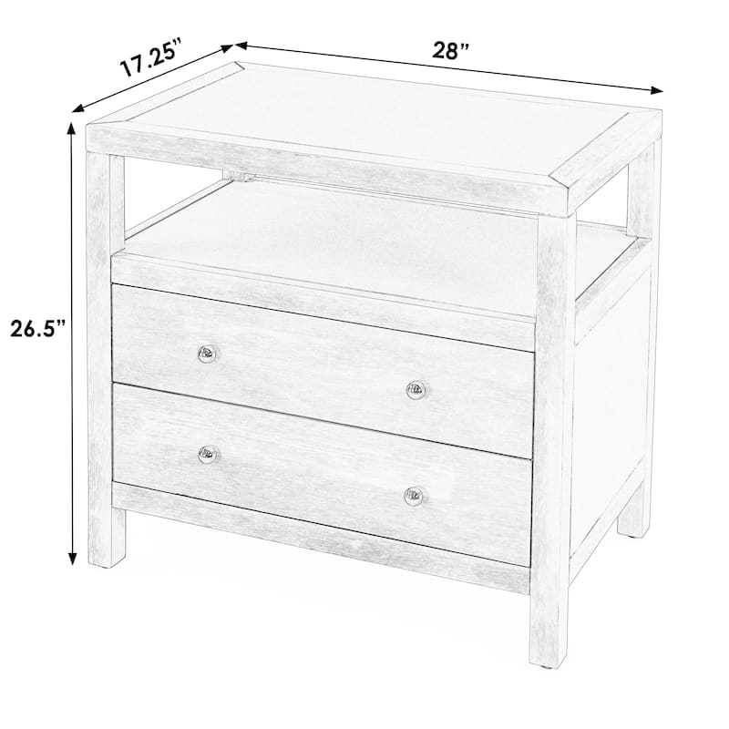 Nora 2-Drawer Wood Wide Nightstand