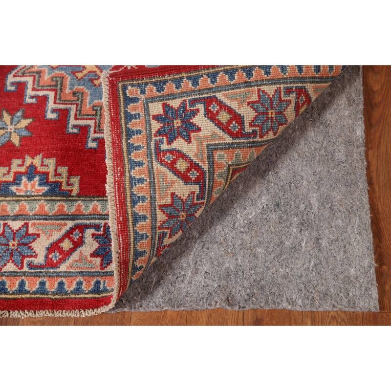 Red Kazak Runner Rug Hand-Knotted Wool Carpet - 2'8" x 8'0"