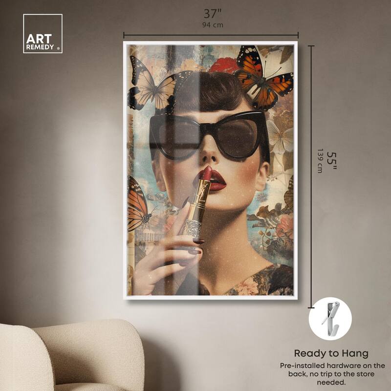 Iconic Lady Butterfly Collage II Shadowbox by Art Remedy