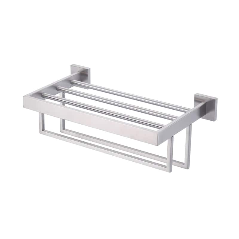 WOWOW 2-Tier Stainless Steel Bath Towel Rack - 16 in. - Brushed Nickel