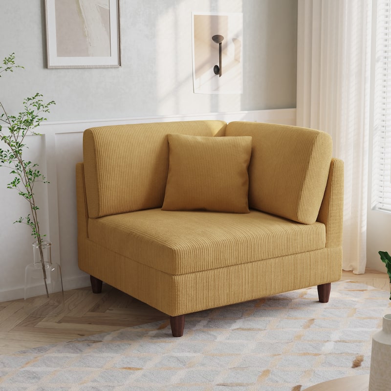 Corduroy Accent Chair with Ottoman Modular Couch Sectional Sofa