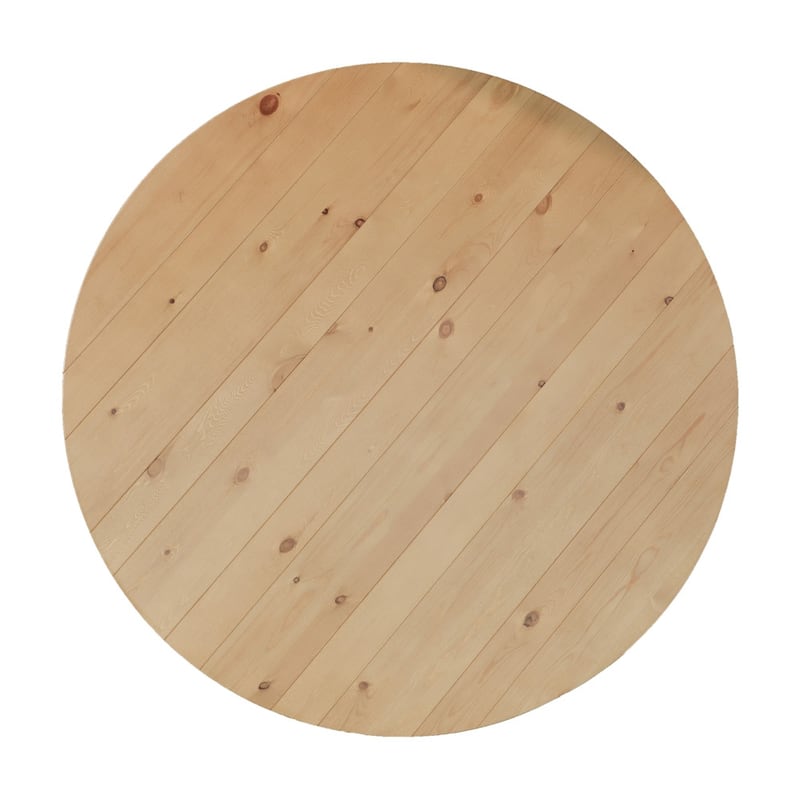 60" Round Antique Rustic Solid Pine Folding Farm Dining Table - 59.75"W x 59.75"D x 30"H