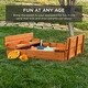 preview thumbnail 6 of 5, Kids' Outdoor Wooden Sandbox Large, Cedar Wood with Foldable Bench Seats and Sand Protection, Bottom Liner Included