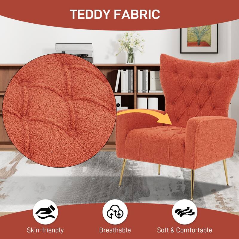 Ouyessir Upholstered Tufted Accent Chair with Ottoman