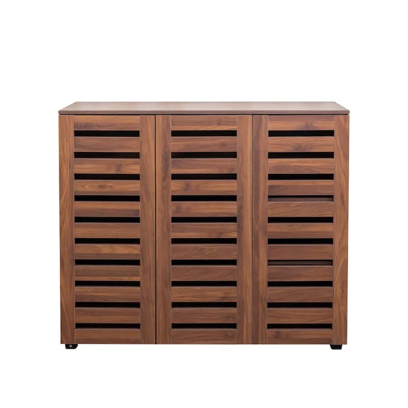 Shoe Cabinet, 5-Tier Shoe Storage Cabinet with Adjustable Shelves, Wooden Shoe Rack Organizer with Louvered Doors,Closet