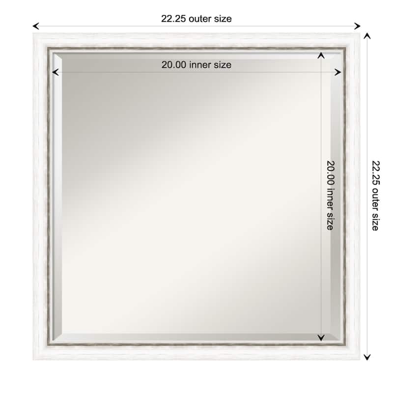 Morgan Beveled Wood Framed Wall Mirror - Morgan White Silver - Glass Size 20x20